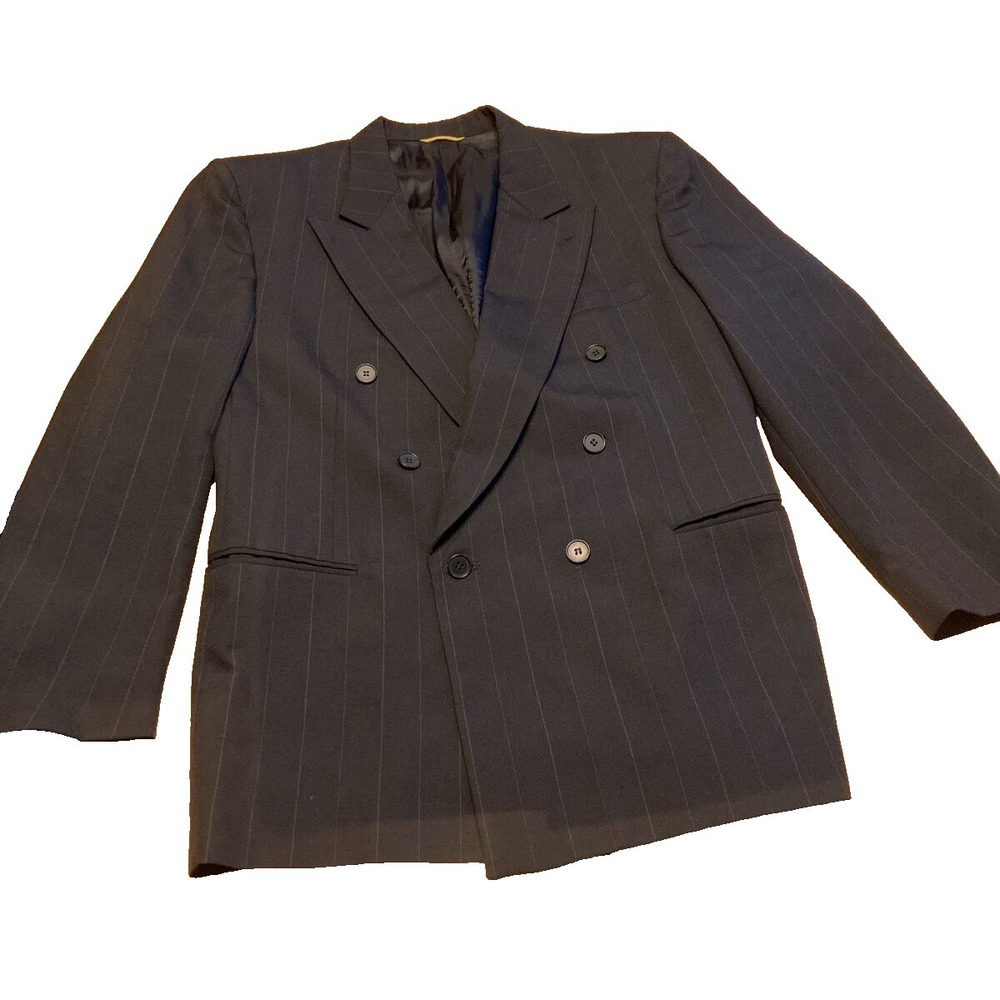 Kuppenheimer Men's Blazer 44R Black Striped Wool Premier Edition International